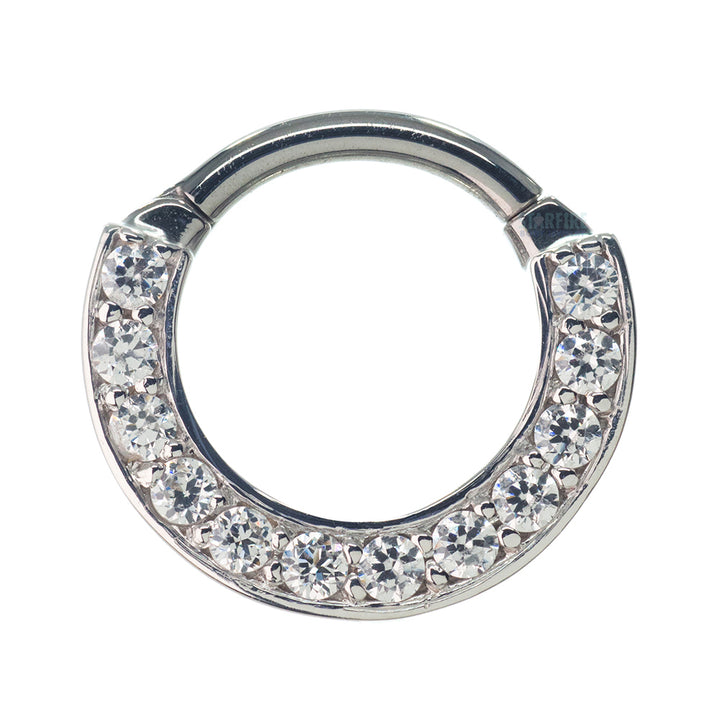 "Searchlight" Hinge Ring in Gold with White CZ's