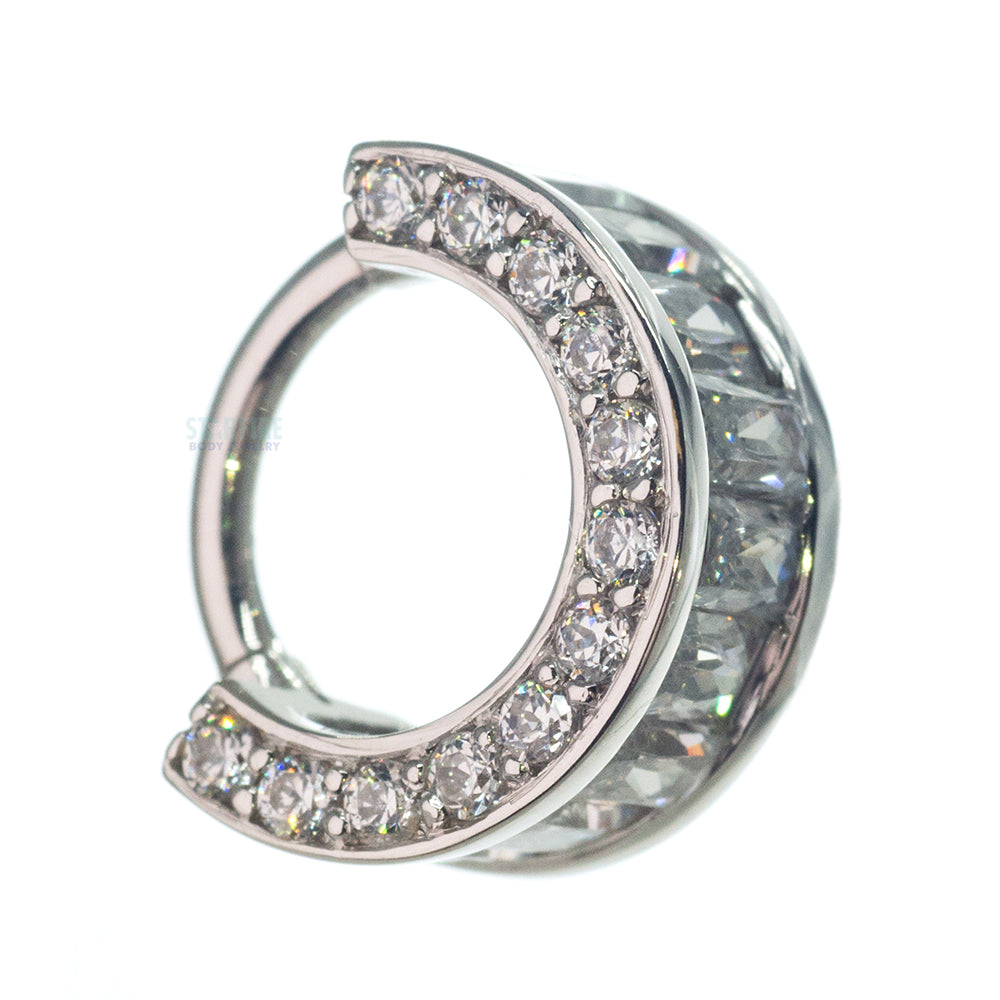 "Searchlight" Hinge Ring in Gold with White CZ's