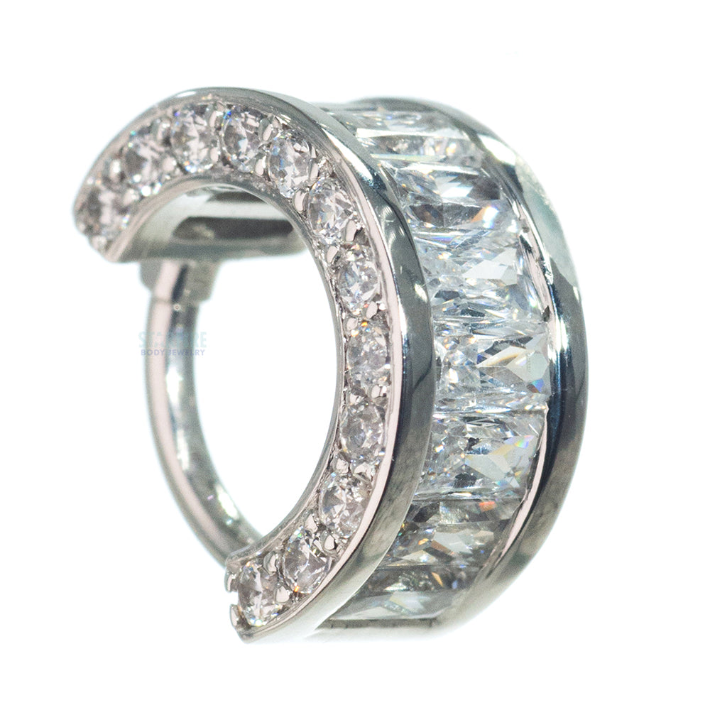 "Searchlight" Hinge Ring in Gold with White CZ's