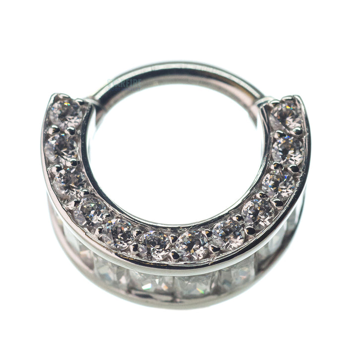 "Searchlight" Hinge Ring in Gold with White CZ's