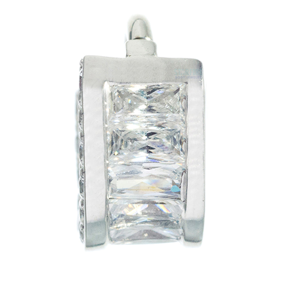 "Searchlight" Hinge Ring in Gold with White CZ's