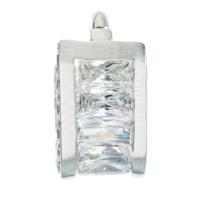 "Searchlight" Hinge Ring in Gold with White CZ's