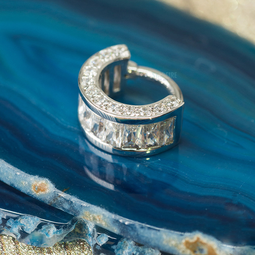"Searchlight" Hinge Ring in Gold with White CZ's