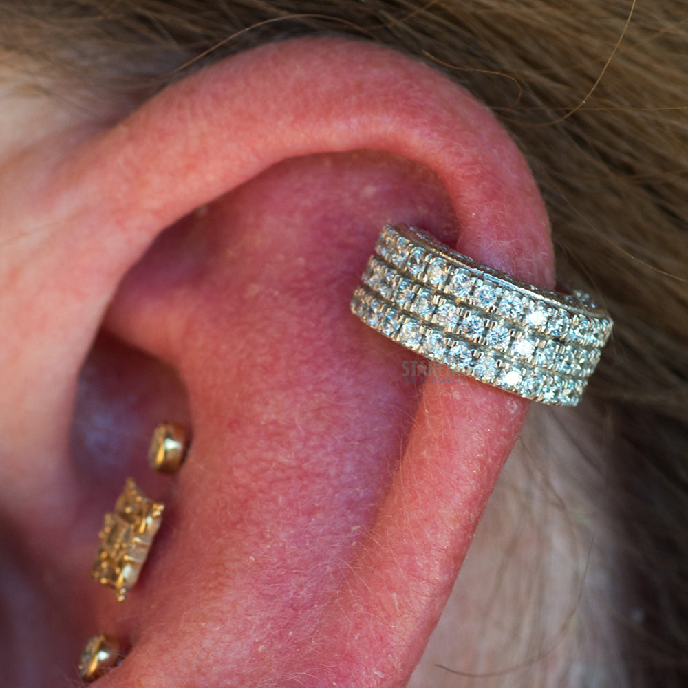 "Satara" Hinge Ring in Gold with White CZ's