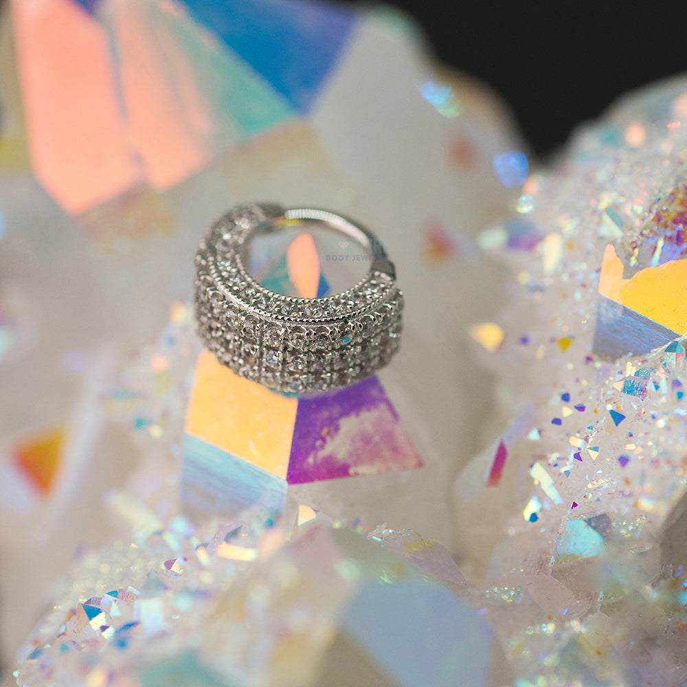 "Satara" Hinge Ring in Gold with White CZ's