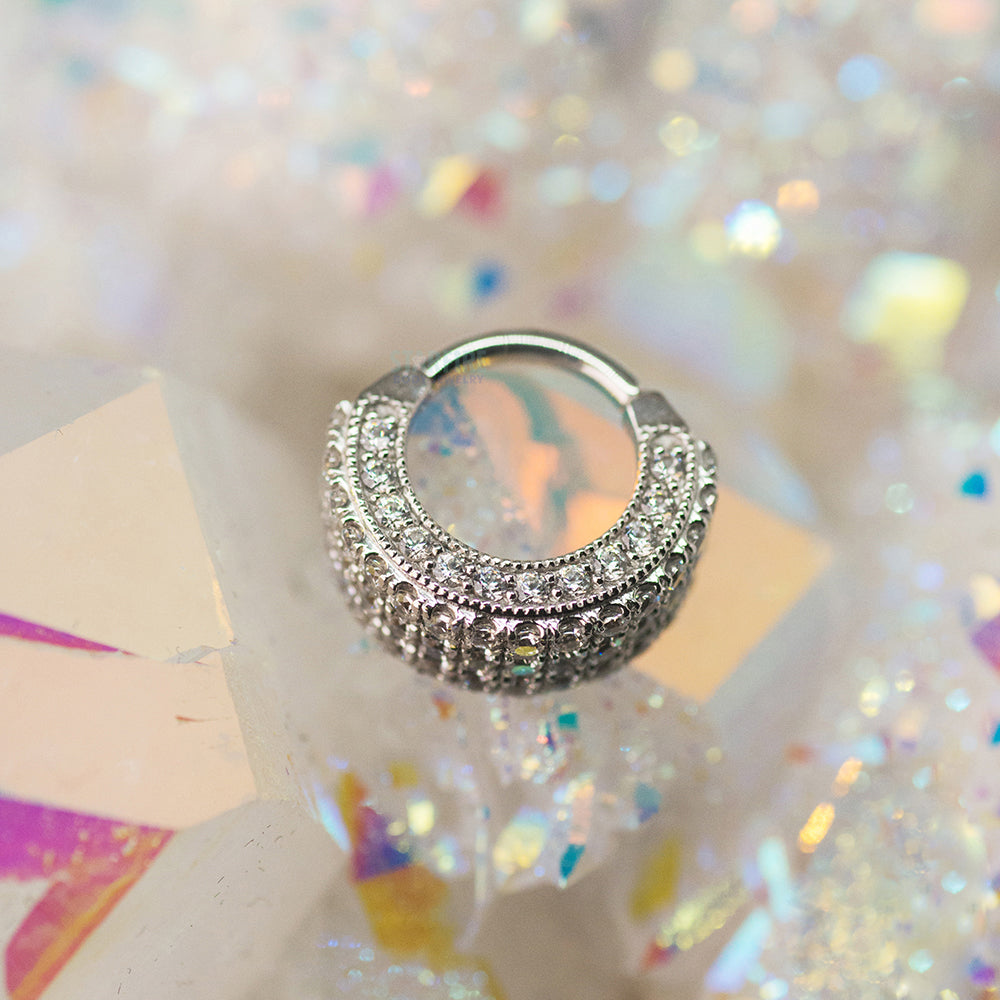 "Satara" Hinge Ring in Gold with White CZ's