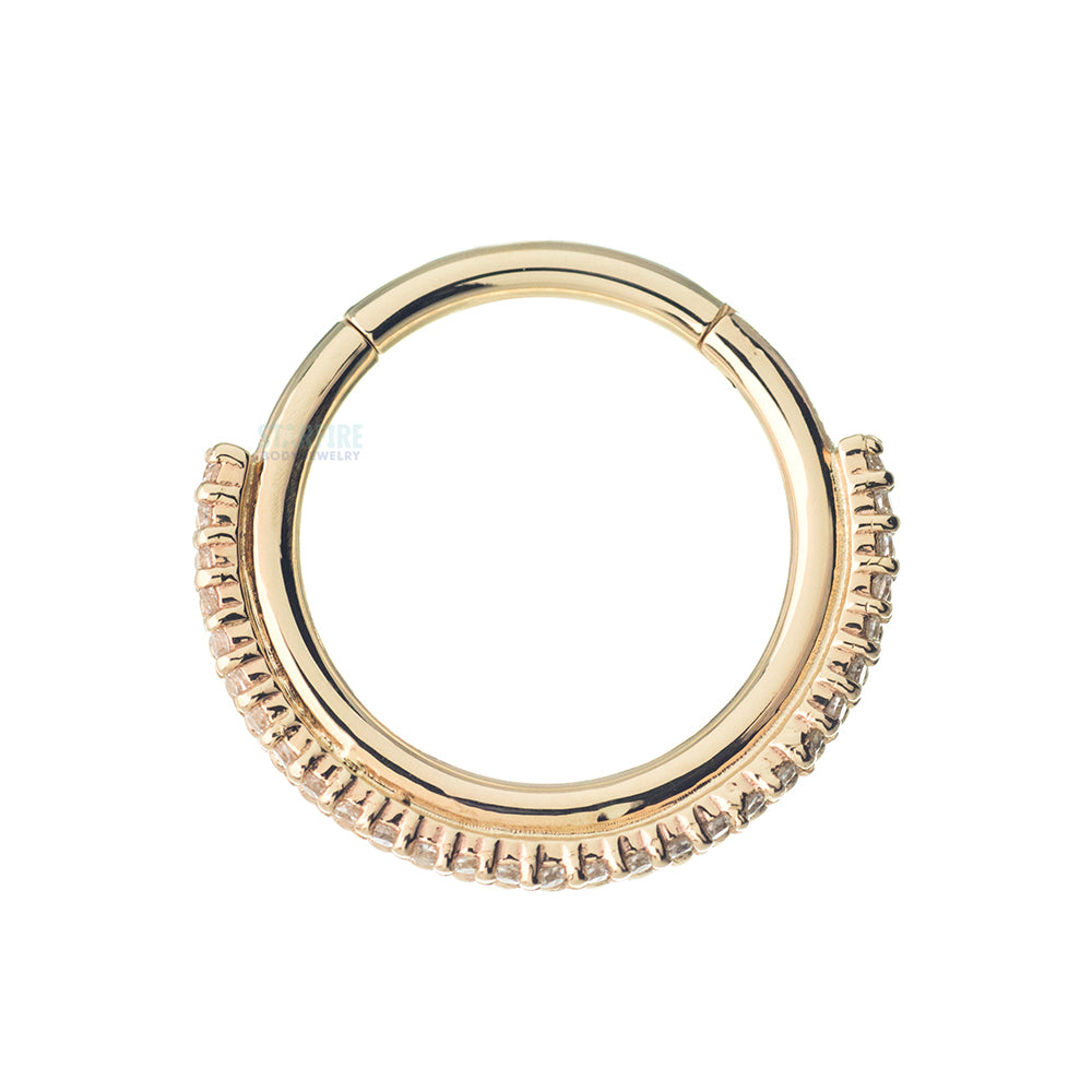 "Aria" Hinge Ring in Gold with White CZ's & Bead Accents
