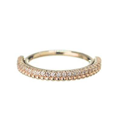 "Aria" Hinge Ring in Gold with White CZ's & Bead Accents