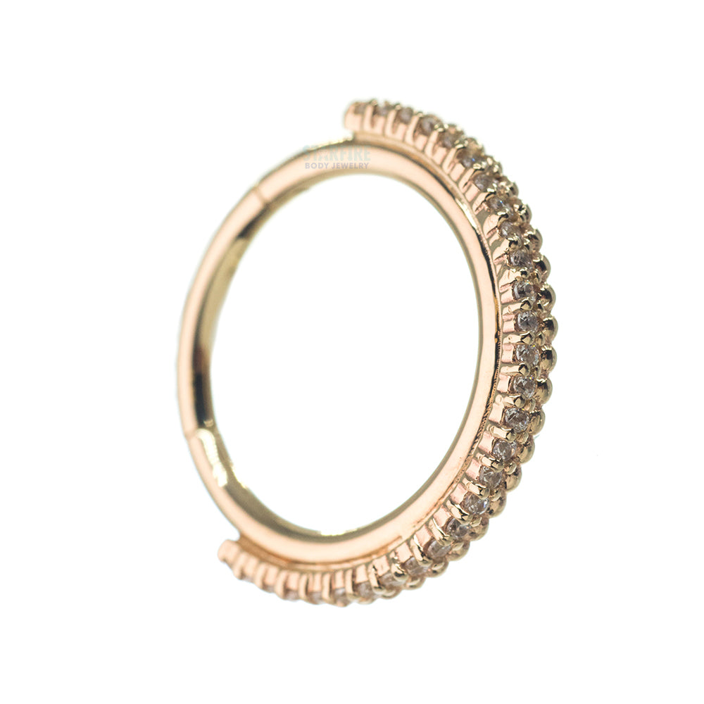 "Aria" Hinge Ring in Gold with White CZ's & Bead Accents