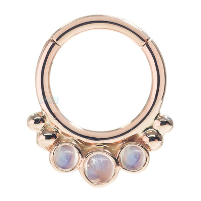 "Barra" Hinge Ring in Gold with Rainbow Moonstone