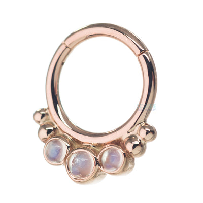 "Barra" Hinge Ring in Gold with Rainbow Moonstone