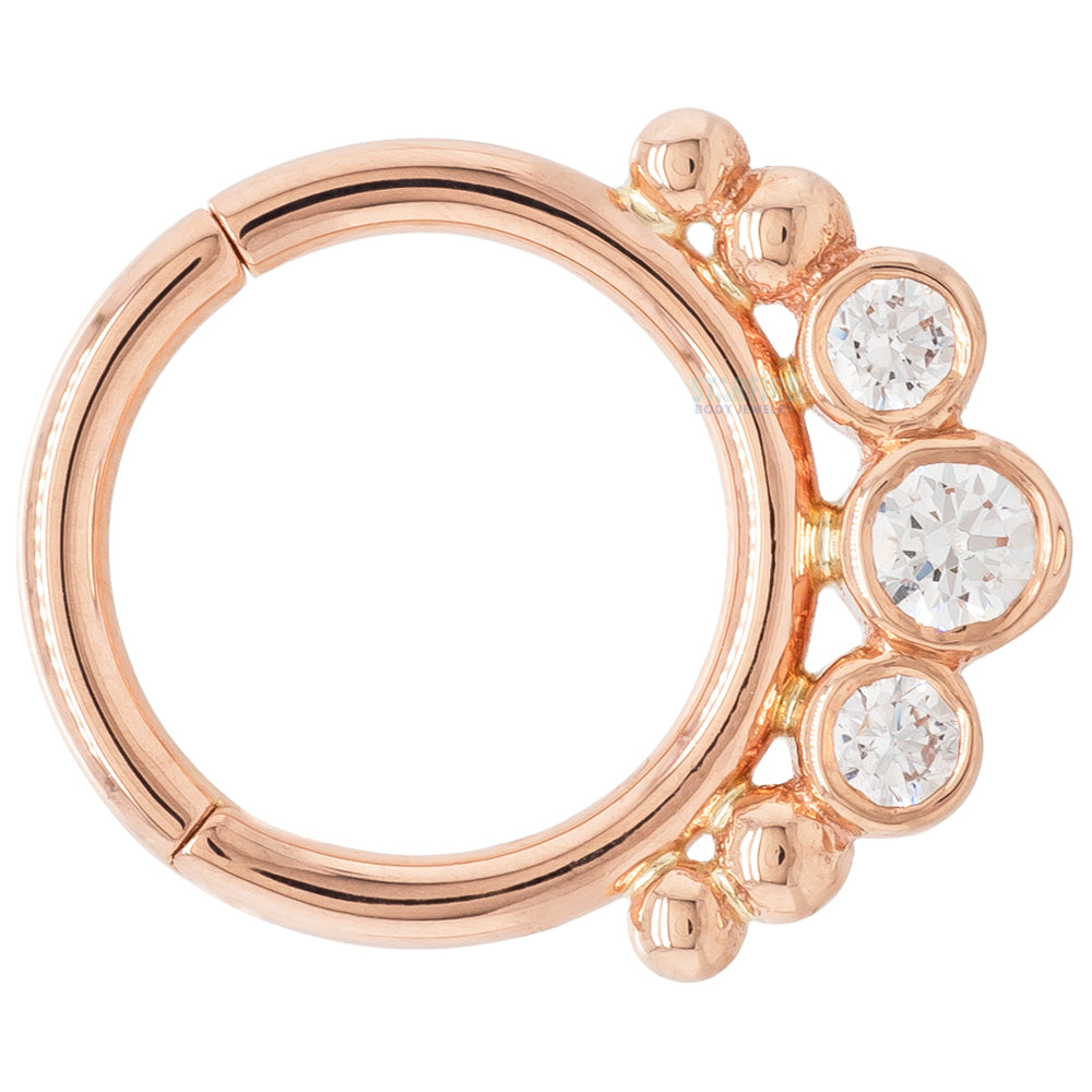 "Barra" Hinge Ring in Gold with White CZ's