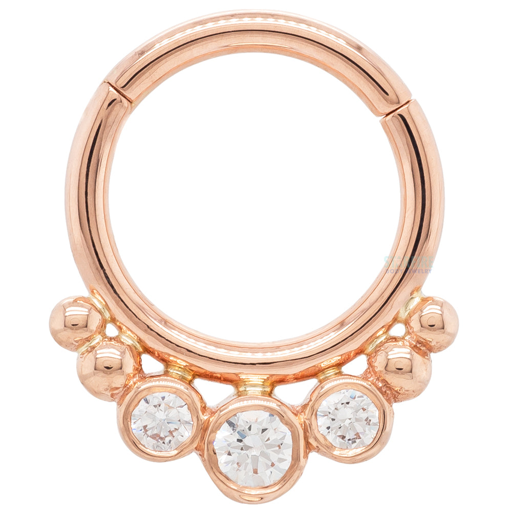 "Barra" Hinge Ring in Gold with White CZ's