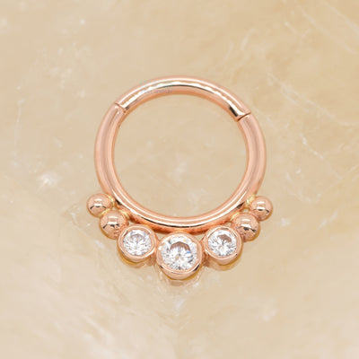"Barra" Hinge Ring in Gold with White CZ's