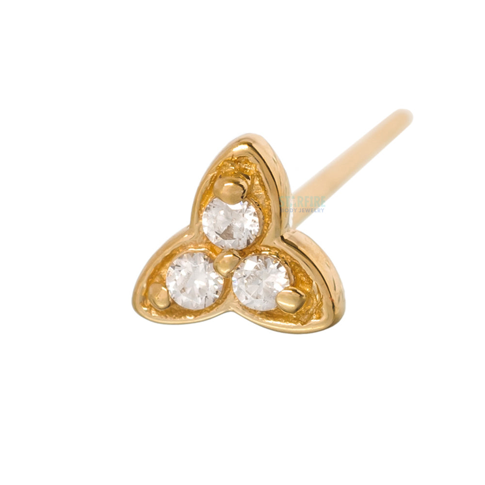"Integrity" Nostril Screw in Gold with White CZ's