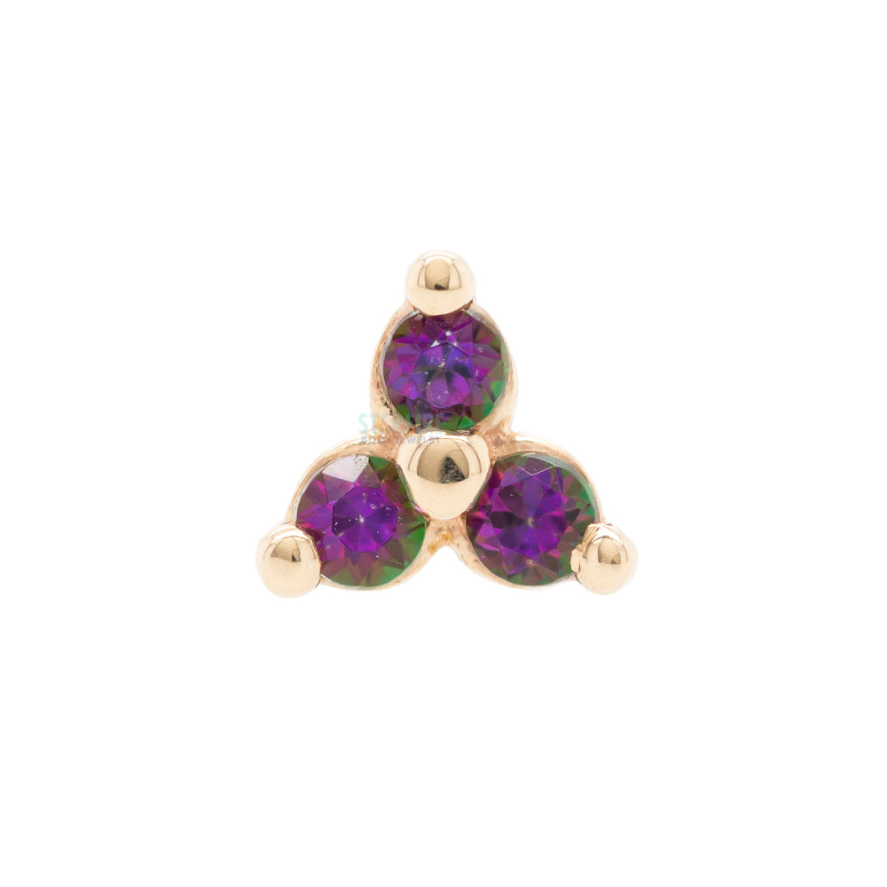 threadless: Tri Prong Cluster Pin in Gold & Platinum with Mystic Topaz'