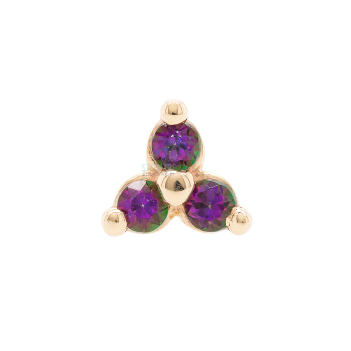 threadless: Tri Prong Cluster Pin in Gold & Platinum with Mystic Topaz'