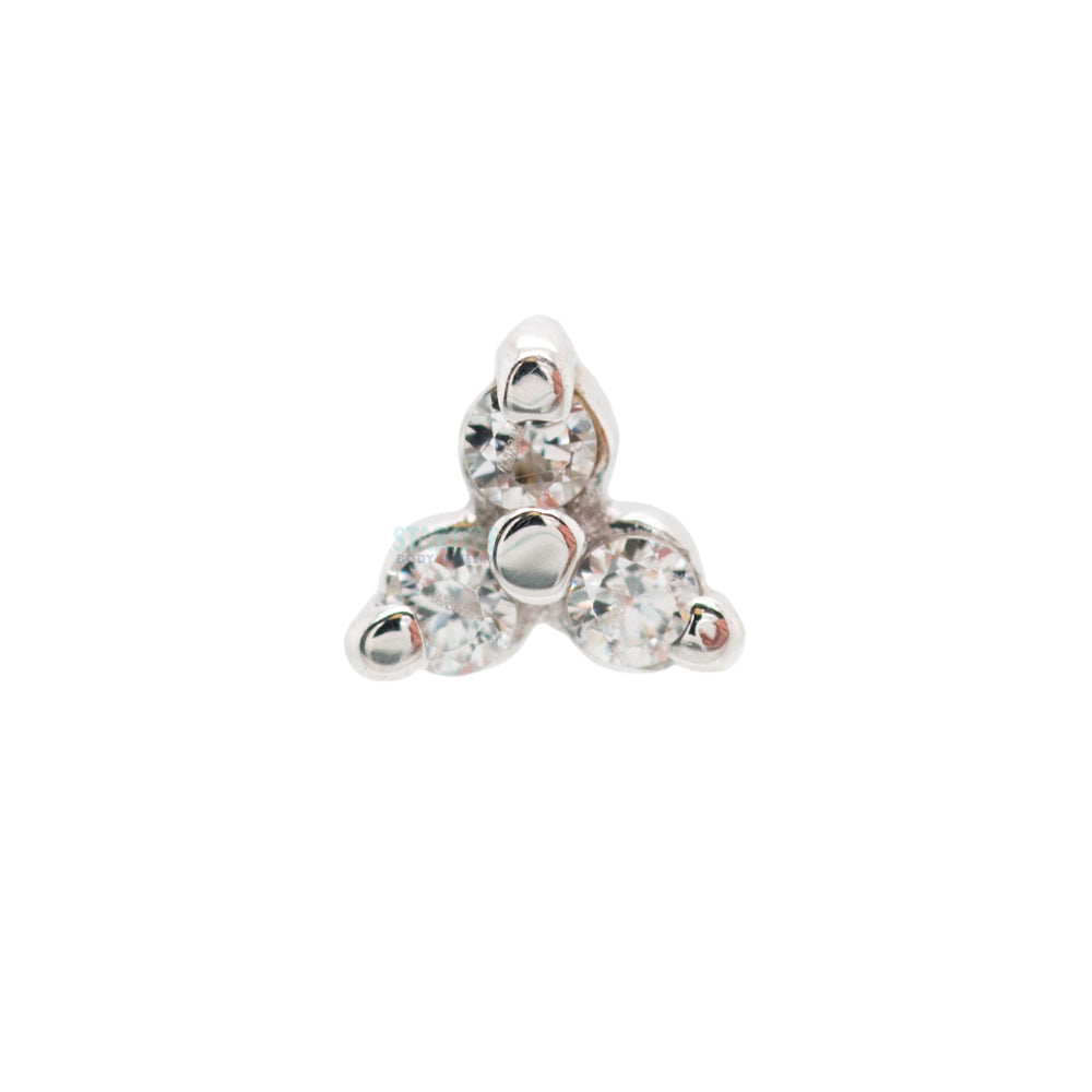 Tri Prong Cluster Threaded End in Gold & Platinum with White CZ's