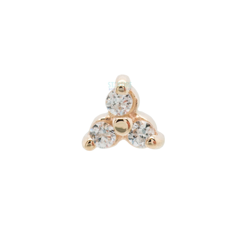 Tri Prong Cluster Threaded End in Gold & Platinum with White CZ's