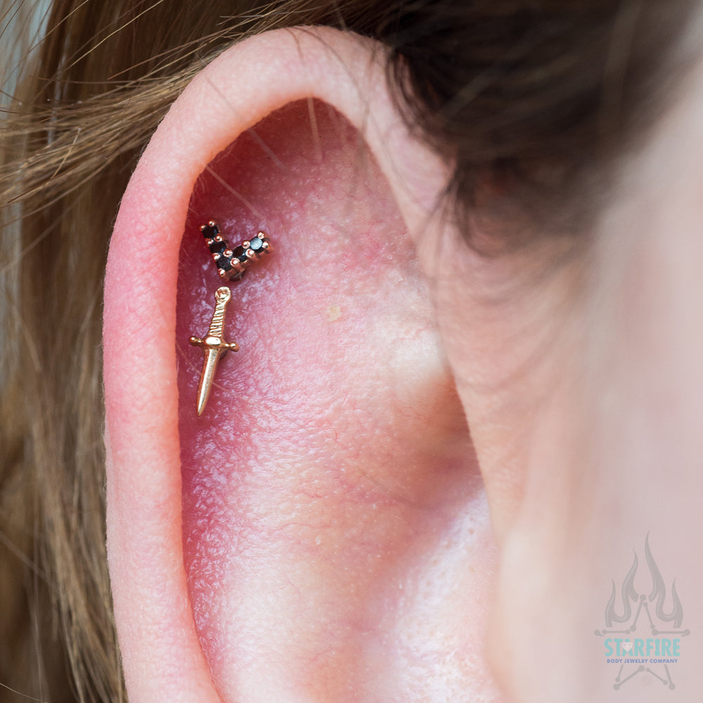 "Slasher Dagger" Threaded End in Gold & Platinum