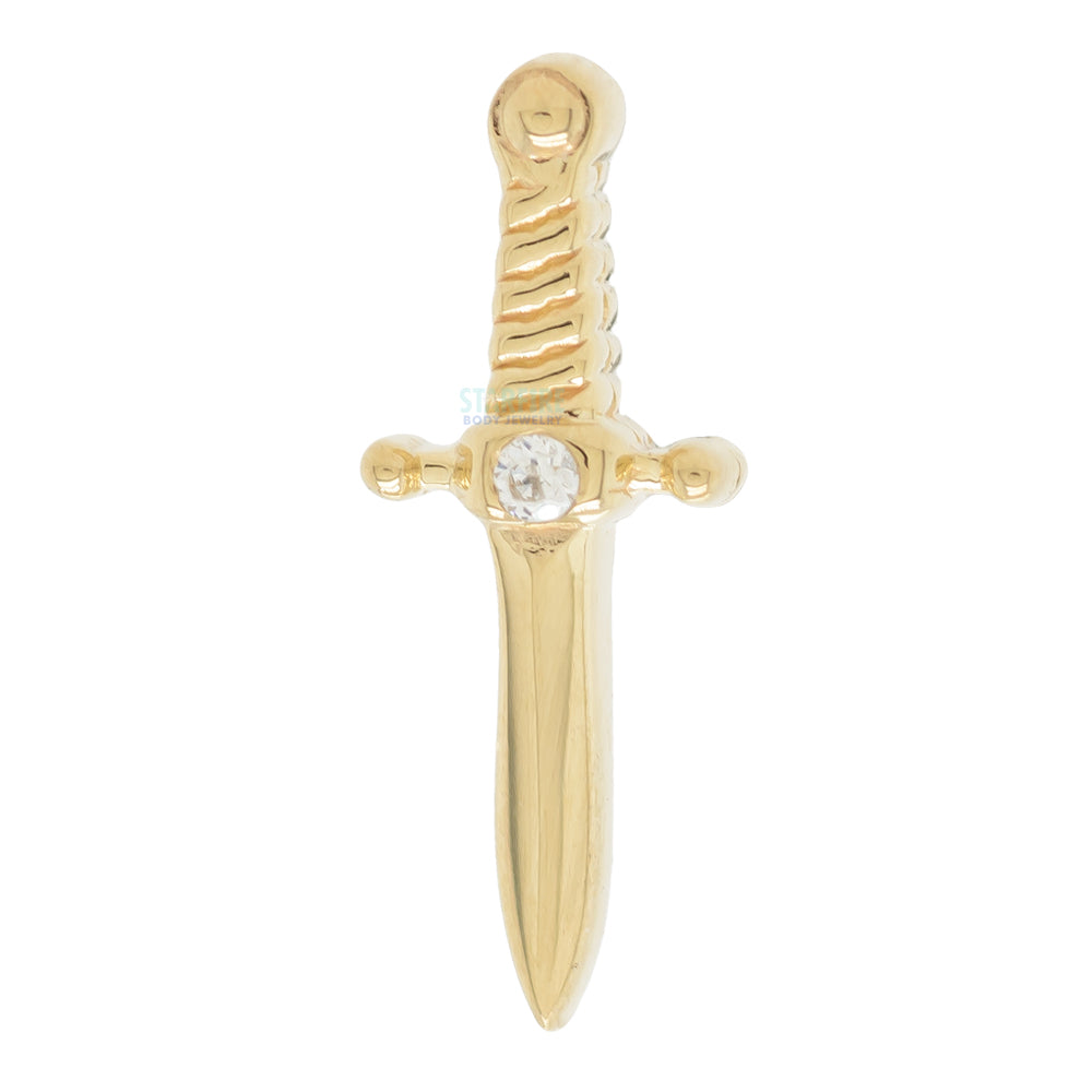 "Slasher Dagger" Threaded End in Gold with White CZ