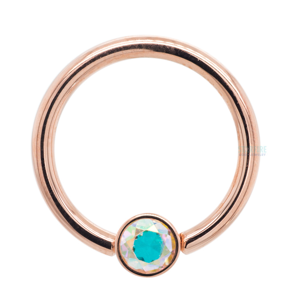 Gold Captive Bead Ring (CBR) with Bezel-set Mercury Mist Topaz Captive Bead