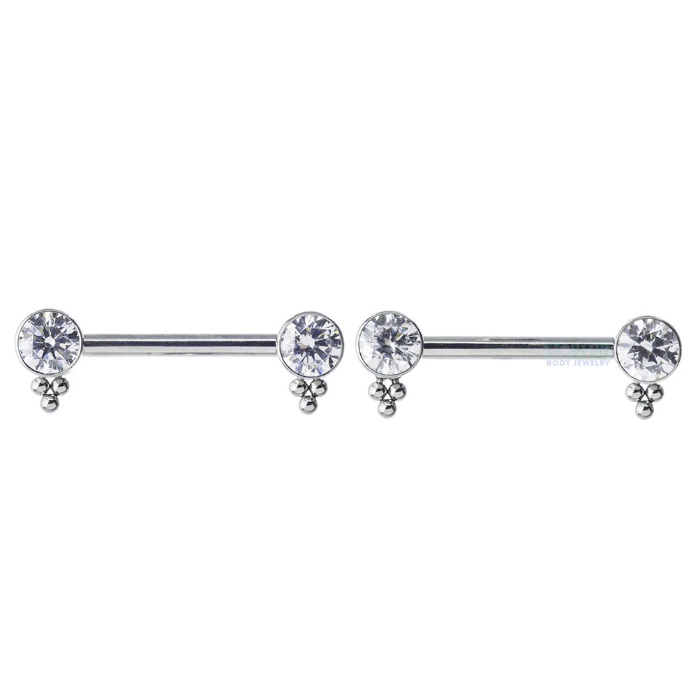 HC1TT 'Haute Couture' Side Set Faceted Gem Nipple Barbells - pair