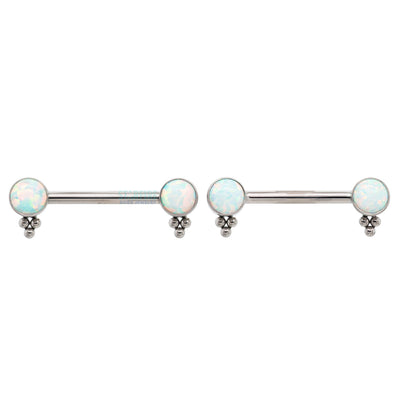HC1TT 'Haute Couture' Side Set Opal Nipple Barbells - pair
