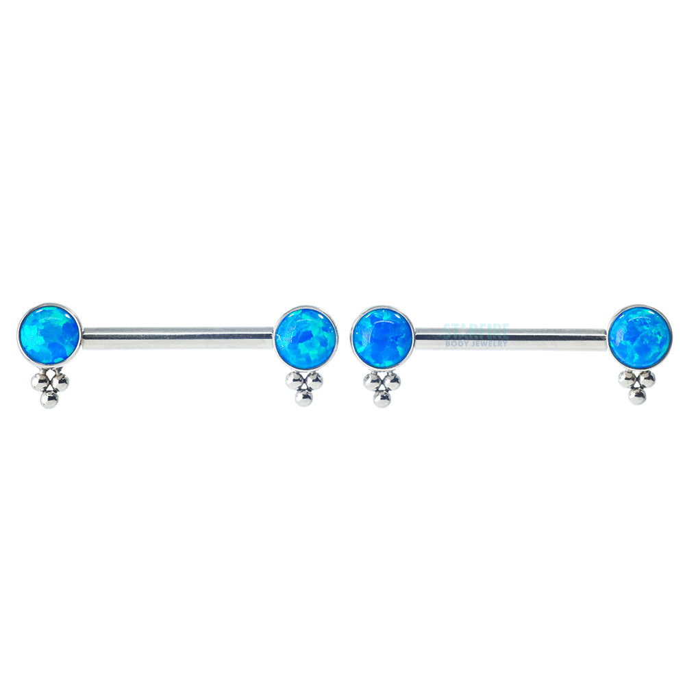 Blue opal nipple rings discount