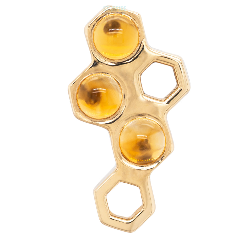 Honeycomb Threaded End in Gold with Citrine Cabochon