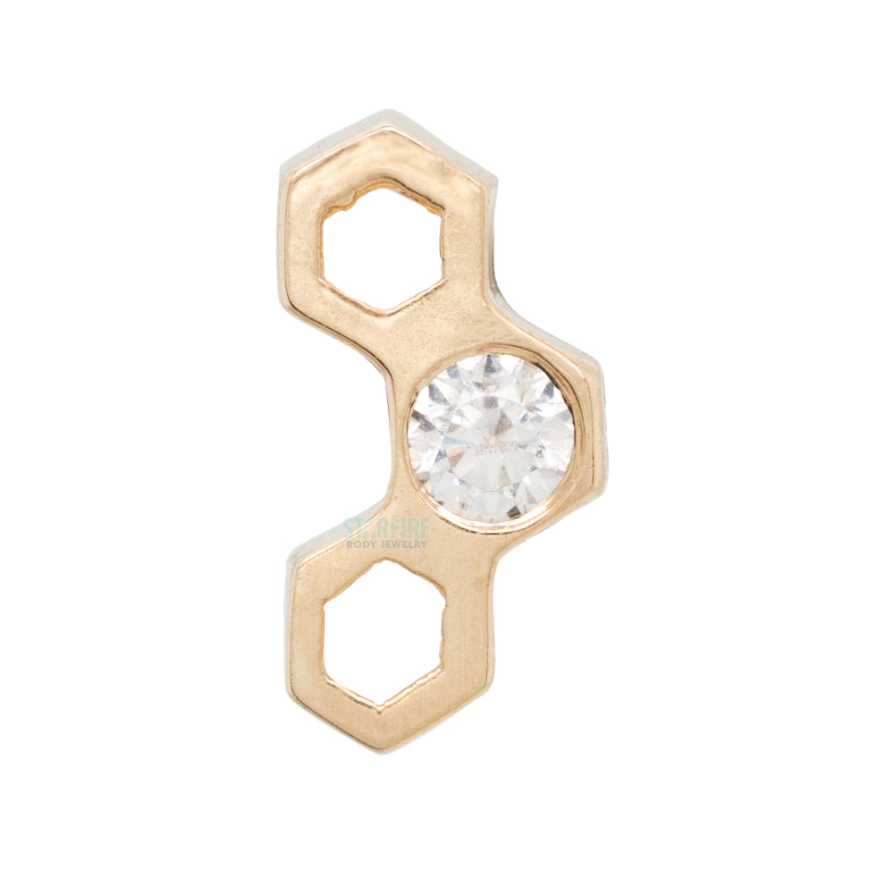 Honeycomb Threaded End in Gold with White CZ