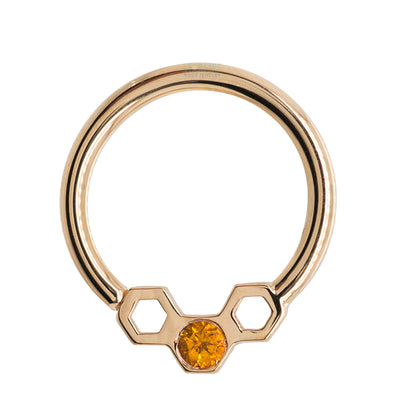 Honeycomb Seam Ring in Gold with Citrine