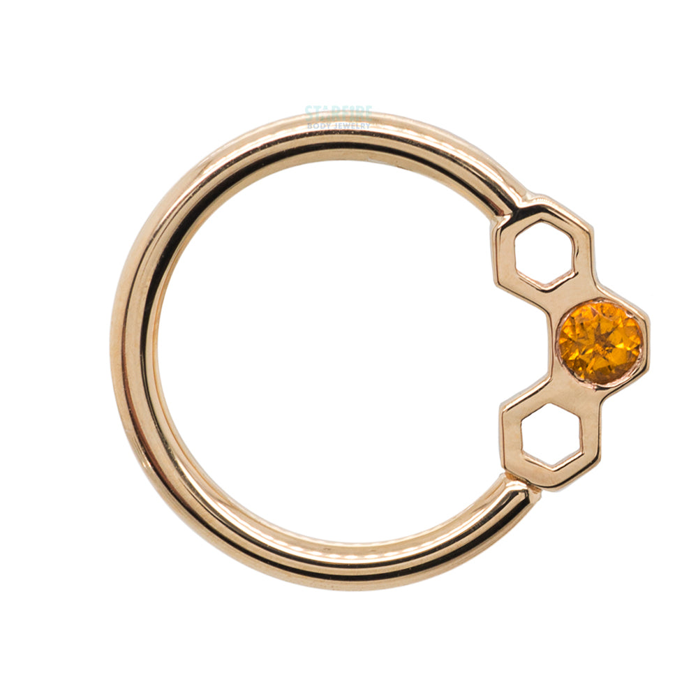 Honeycomb Seam Ring in Gold with Citrine