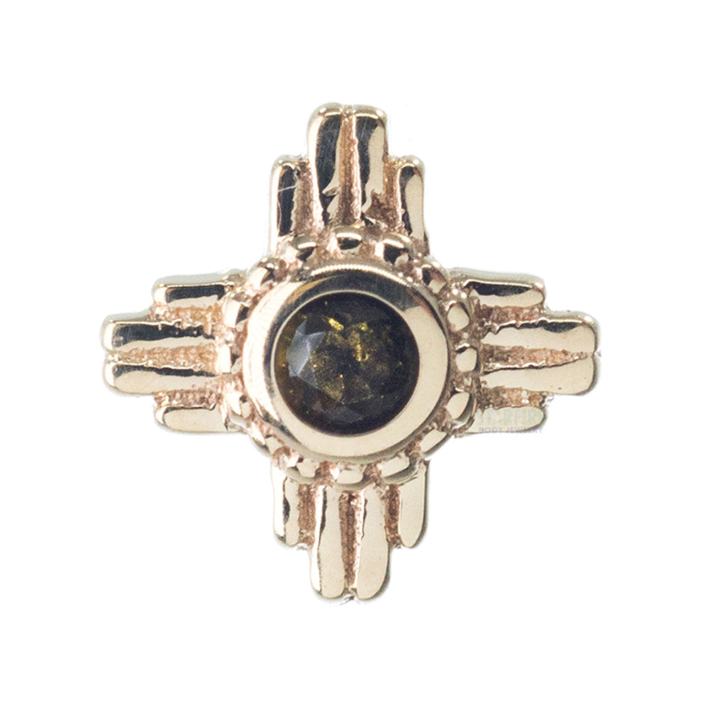 "Zia" Threaded End in Gold with Smoky Quartz