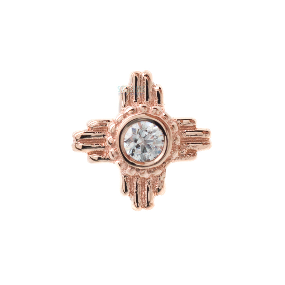 "Zia" Threaded End in Gold with White CZ