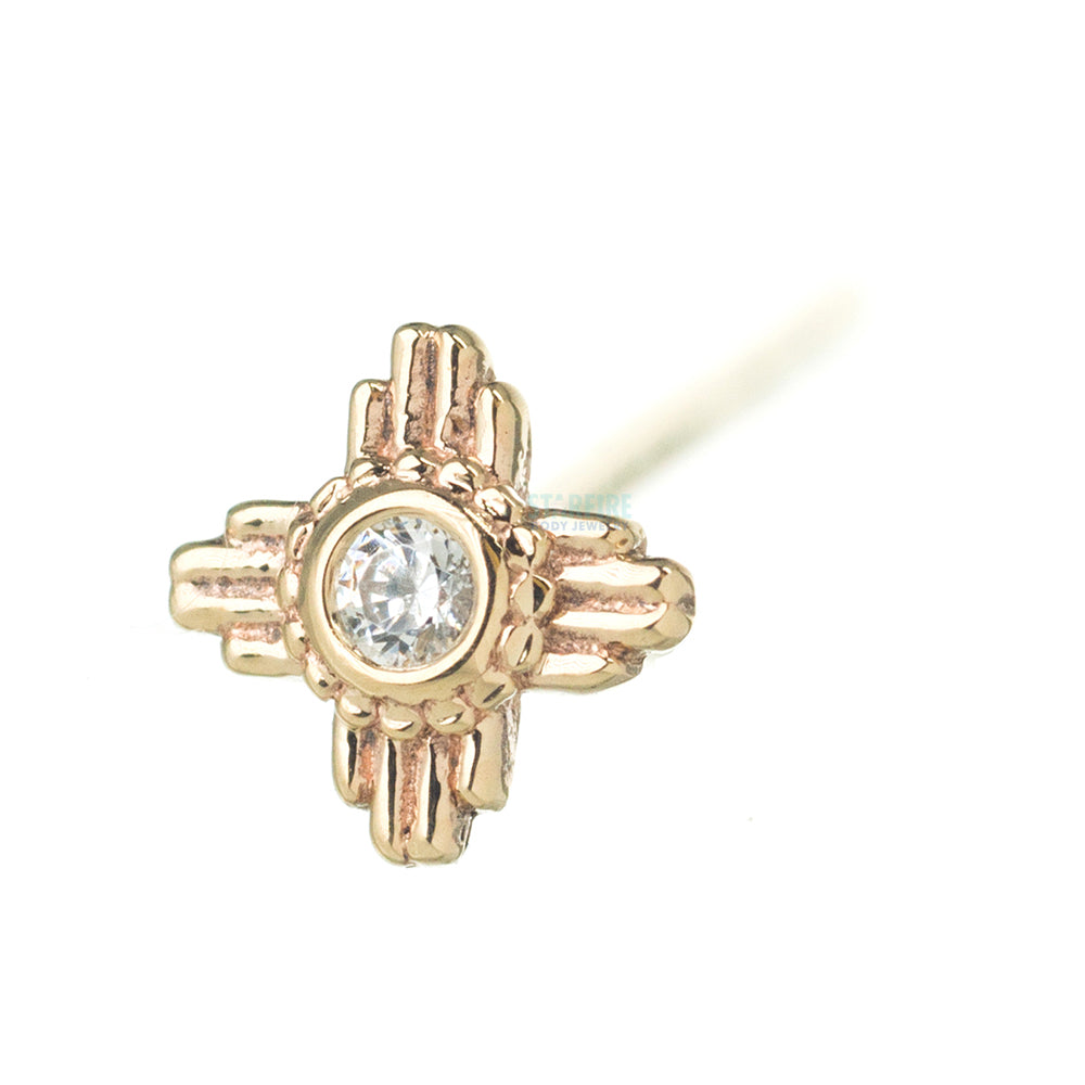 "Zia" Nostril Screw in Gold with White CZ