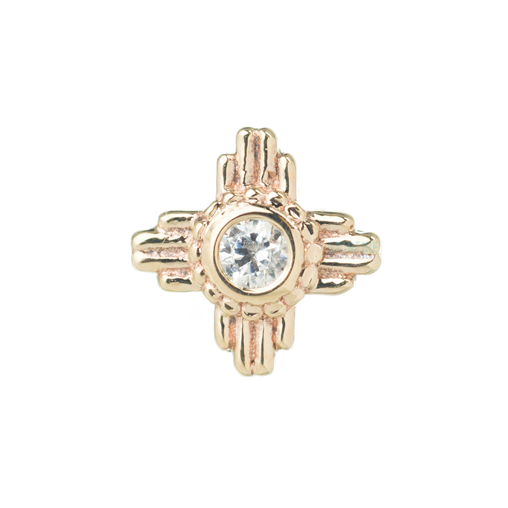 "Zia" Threaded End in Gold with White CZ