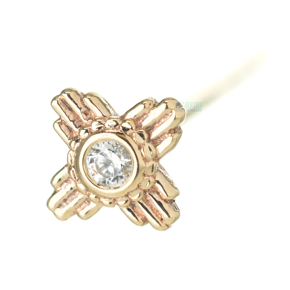 "Zia" Nostril Screw in Gold with White CZ