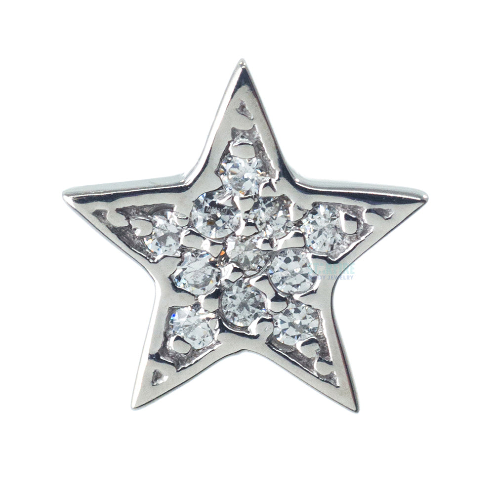Micro Pave Star Threaded End in Gold with White CZ's