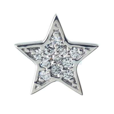 Micro Pave Star Threaded End in Gold with White CZ's