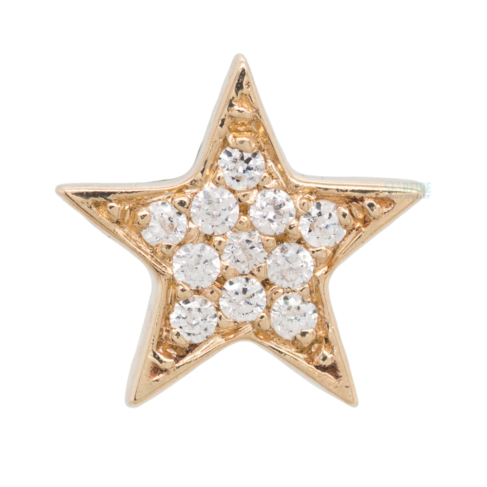 Micro Pave Star Threaded End in Gold with White CZ's