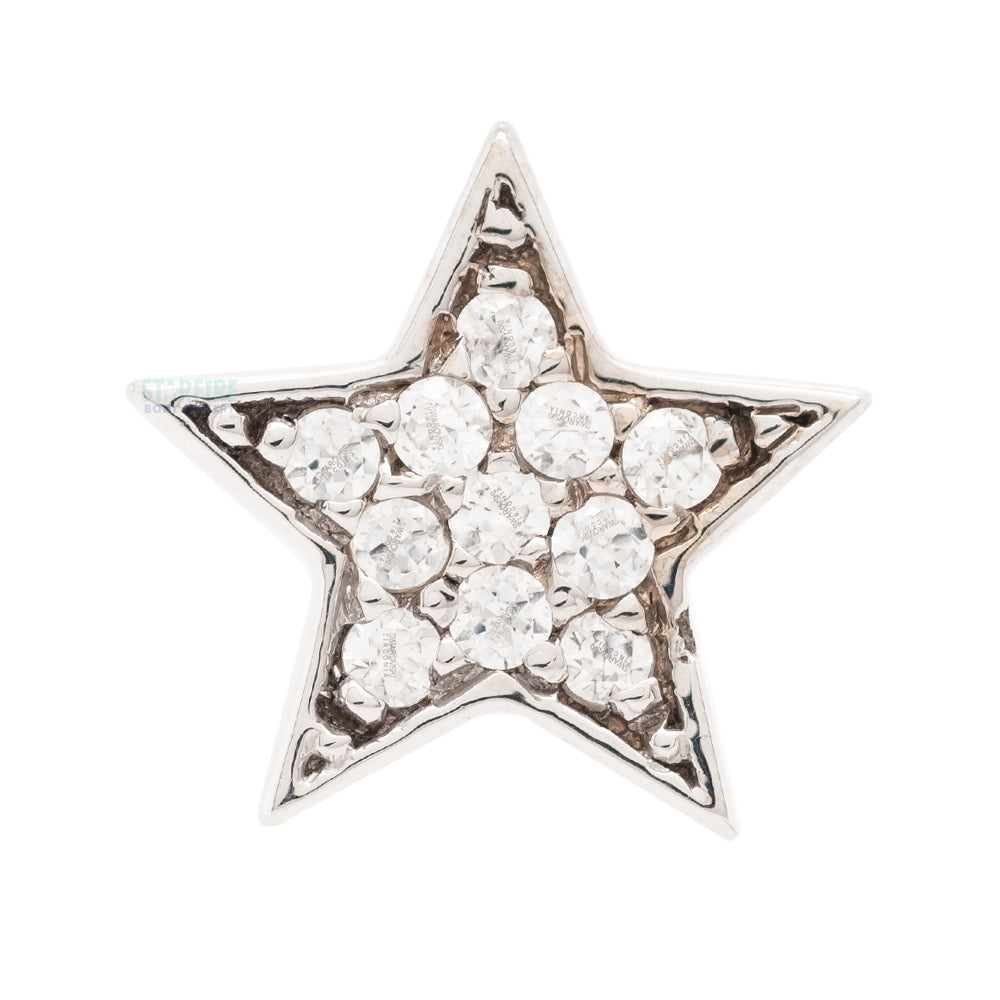 Micro Pave Star Nostril Screw in Gold with White CZ's