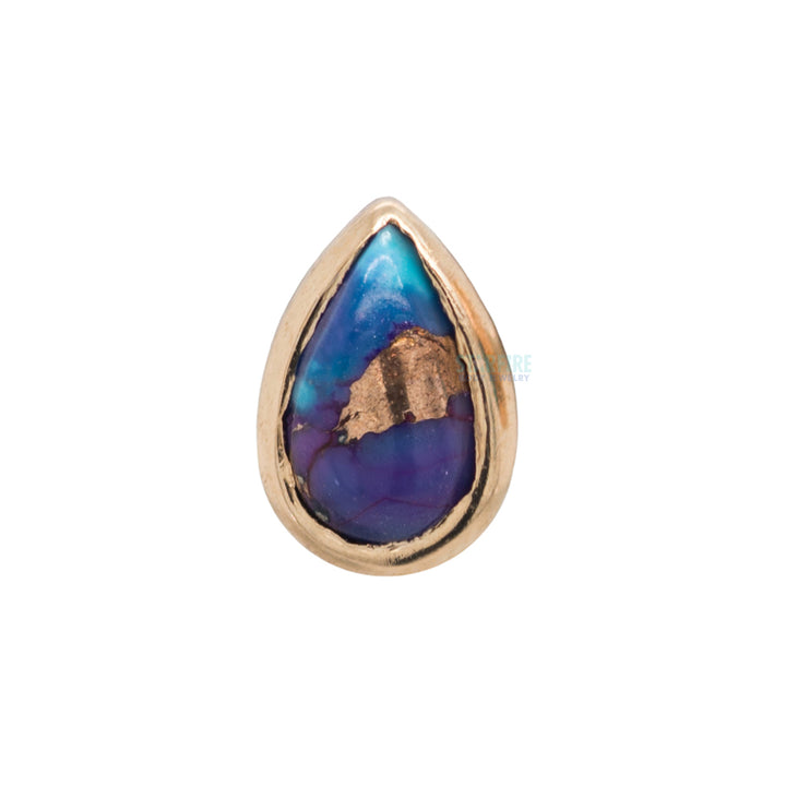 Copper Purple Turquoise Pear in Bezel Threaded End in Gold