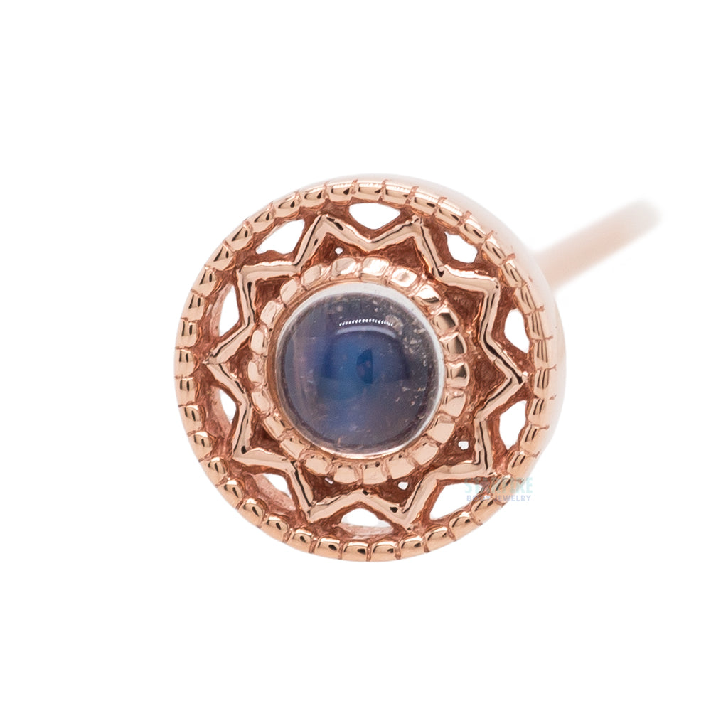 "Bandera" Nostril Screw in Gold & Platinum with Rainbow Moonstone