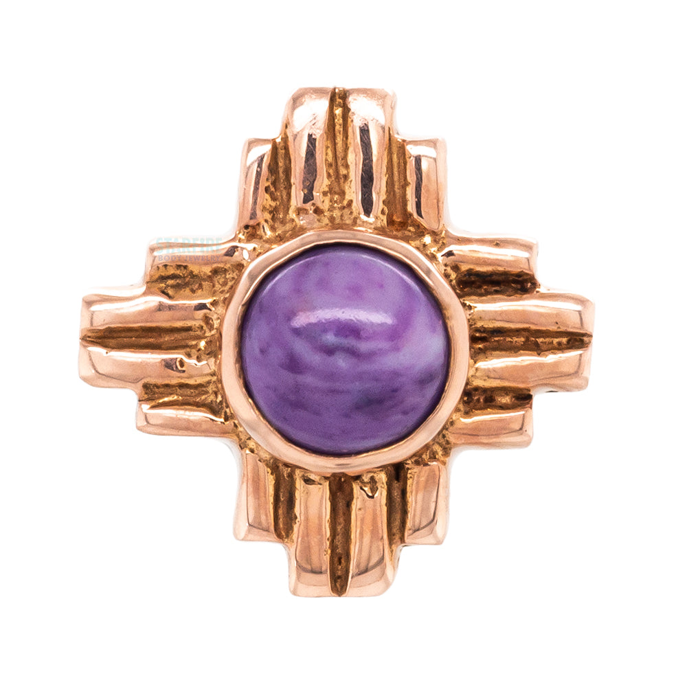 "Zia" Large Stone Cabochon Threaded End in Gold
