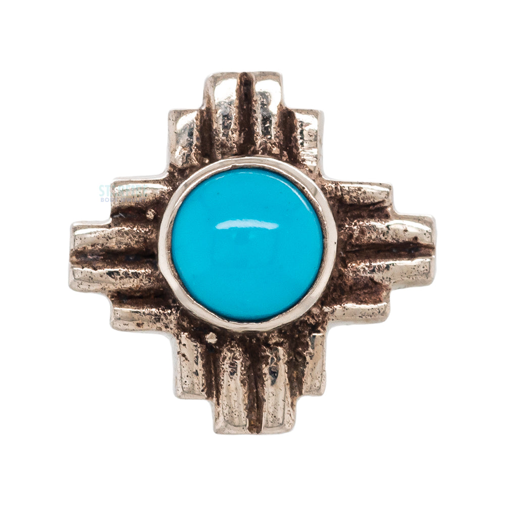 "Zia" Large Stone Cabochon Threaded End in Gold