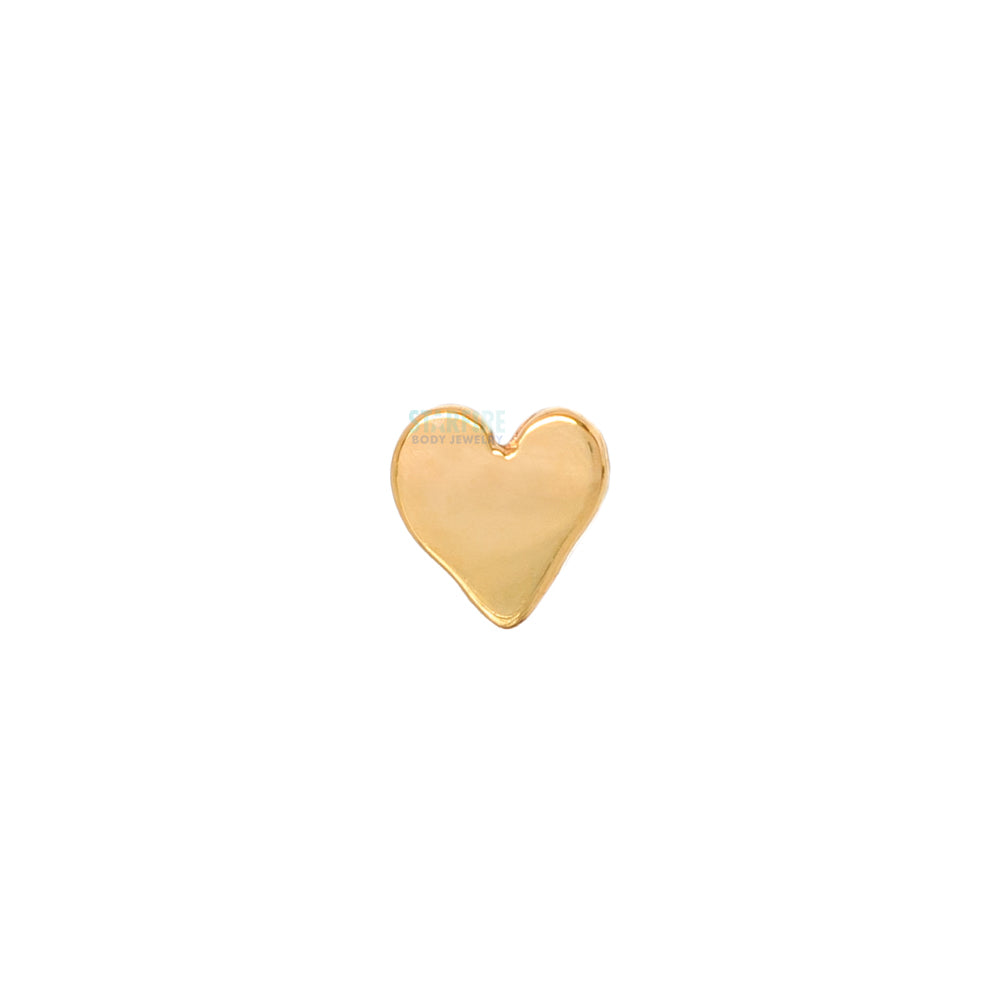 Flat Heart Threaded End in Gold