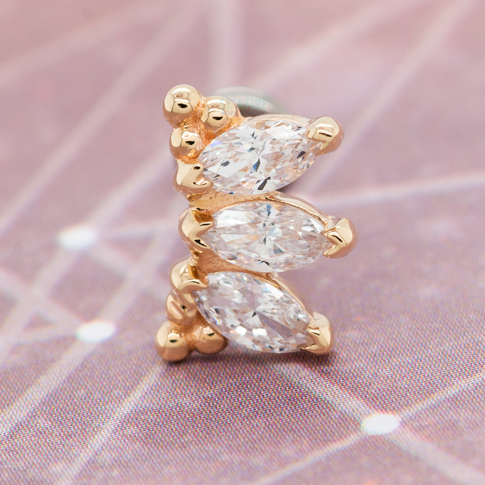 "Eloise" Marquise "Panaraya" Threaded End in Gold with White CZ's