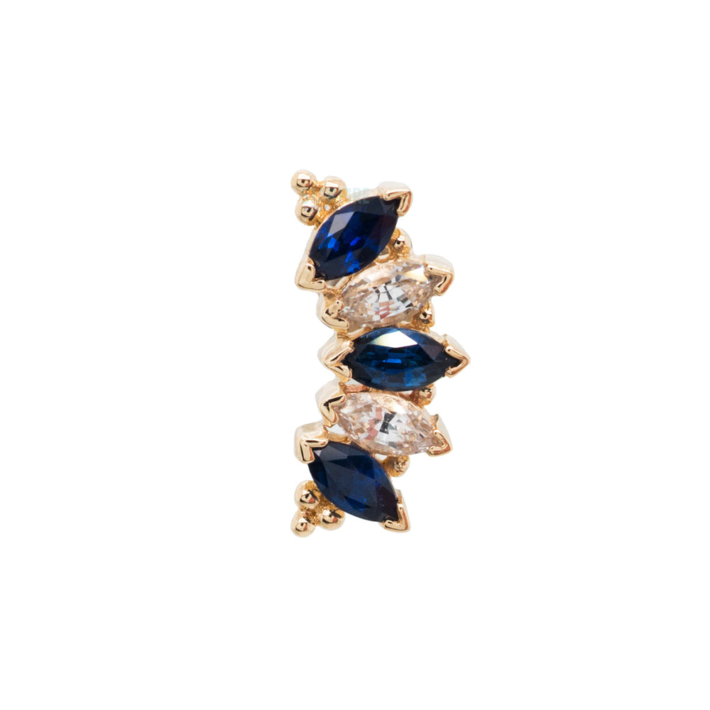 Marquise "Panaraya" Threaded End in Gold with Blue Sapphires & White Sapphires