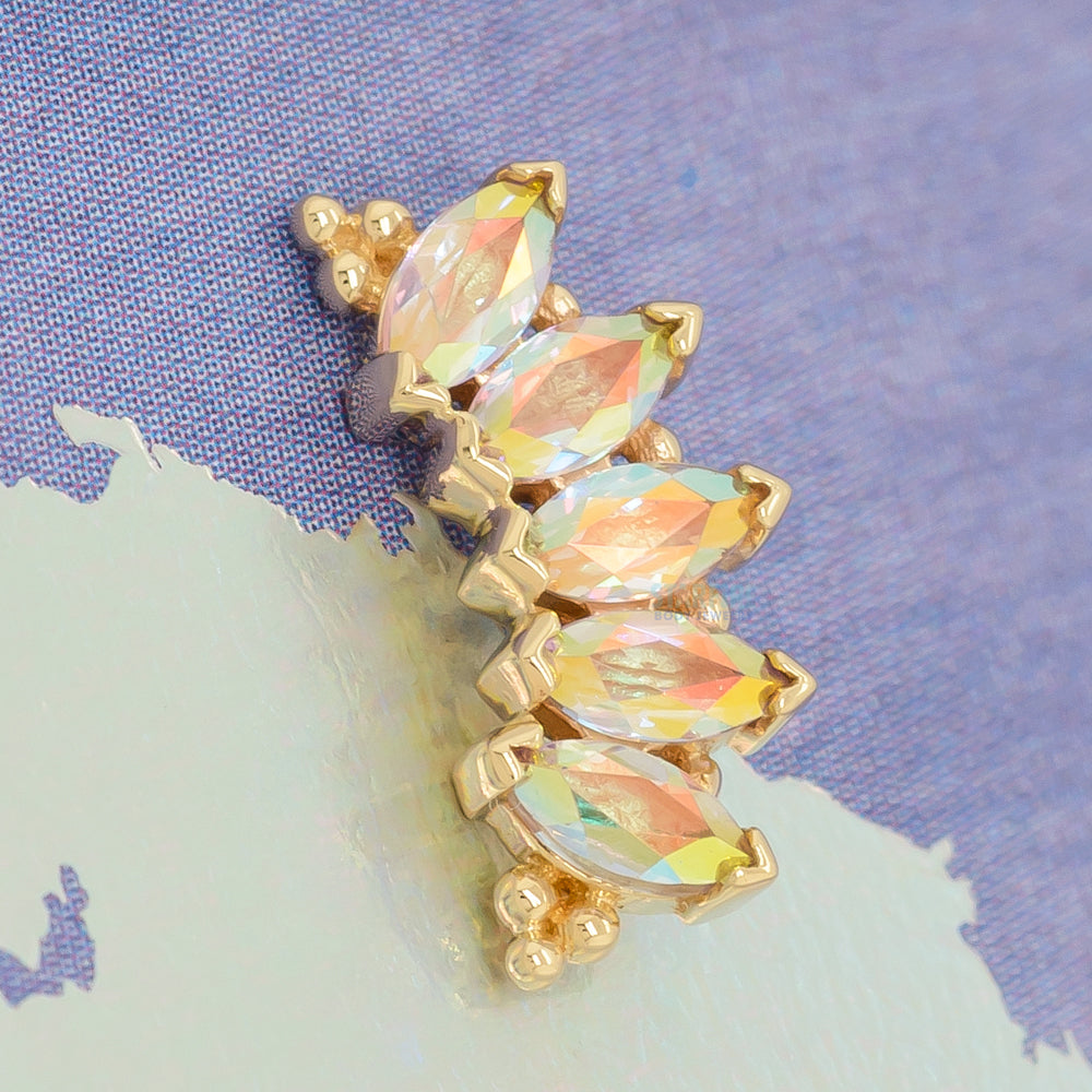 Marquise "Panaraya" Threaded End in Gold with Mercury Mist Topaz'